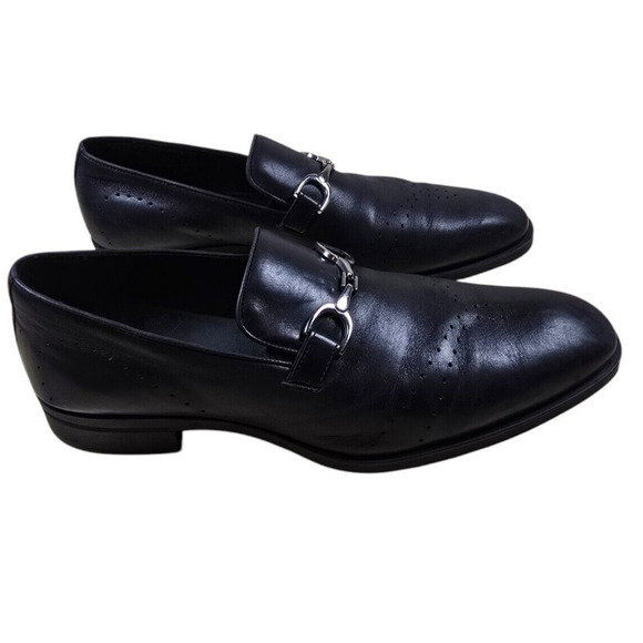 Donald J Pliner Dress Shoes Men's Size 9 Black Calf Leather Loafers Designer